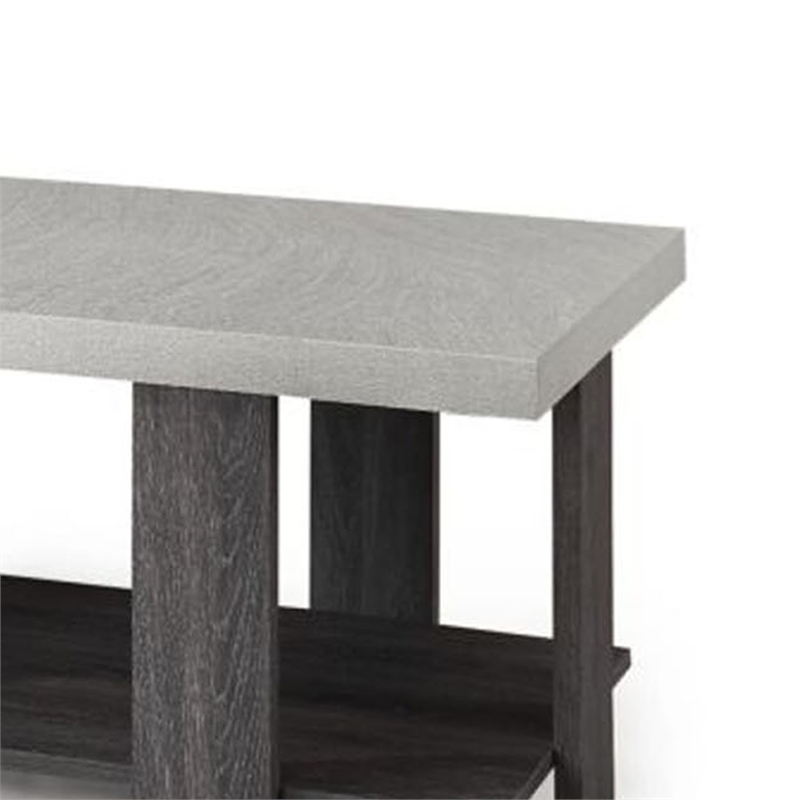 Birz 3pc Coffee and Side End Table Set- Beige Wood Top- Gray Base