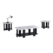 Birz 3pc Coffee and Side End Table Set- Beige Wood Top- Gray Base