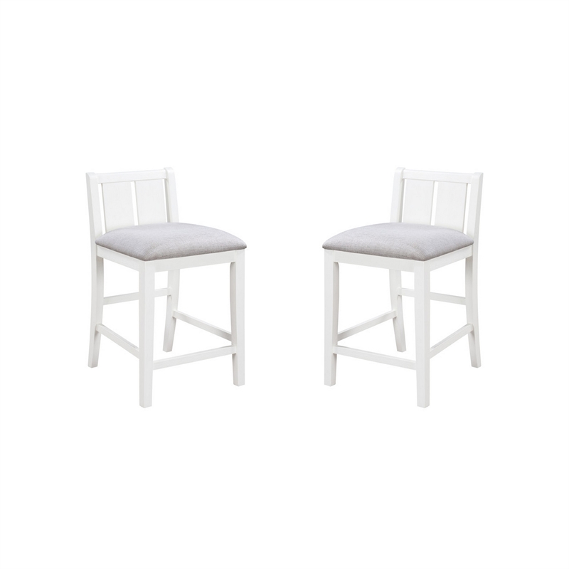 Ham 3 Piece Counter Height Compact Dining Table- Chair Set- White Wood