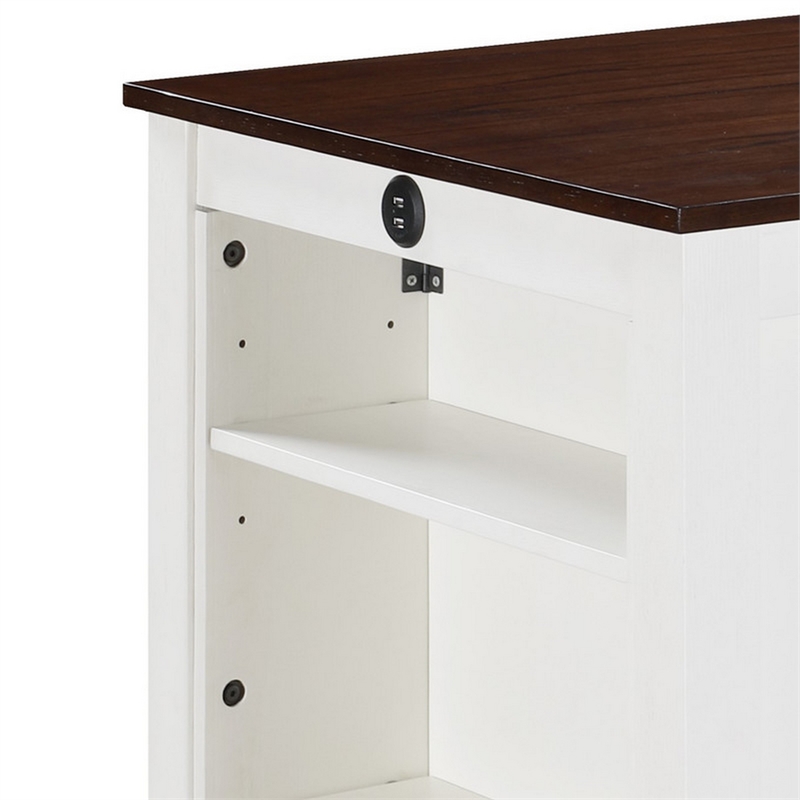 Ham 3 Piece Counter Height Compact Dining Table- Chair Set- White Wood
