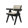 Bili 5pc Round Dining Table and 4 Armchairs Set- Open Back- Beige- Black