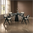 Bili 5pc Round Dining Table and 4 Armchairs Set- Open Back- Beige- Black