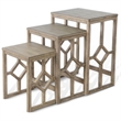 Rena 3 Piece Nesting Accent Table Set - Geometric Frame - Solid Mahogany Wood