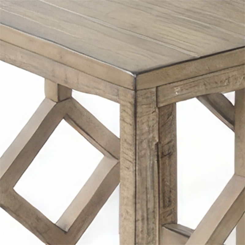 Rena 3 Piece Nesting Accent Table Set - Geometric Frame - Solid Mahogany Wood