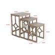 Rena 3 Piece Nesting Accent Table Set - Geometric Frame - Solid Mahogany Wood