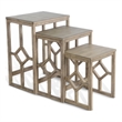 Rena 3 Piece Nesting Accent Table Set - Geometric Frame - Solid Mahogany Wood