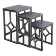 Rena 3 Piece Nesting Accent Table Set- Slatted- Rustic Black Mahogany