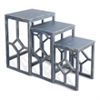 Rena 3 Piece Nesting Accent Table Set- Slatted- Rustic Blue Mahogany