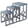 Rena 3 Piece Nesting Accent Table Set- Slatted- Rustic Blue Mahogany