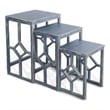 Rena 3 Piece Nesting Accent Table Set- Slatted- Rustic Blue Mahogany