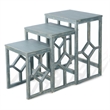 Rena 3 Piece Nesting Accent Table Set- Slatted- Rustic Green Mahogany