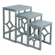 Rena 3 Piece Nesting Accent Table Set- Slatted- Rustic Green Mahogany