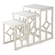 Rena 3 Piece Nesting Accent Table Set- Slatted- Rustic White Mahogany