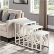 Rena 3 Piece Nesting Accent Table Set- Slatted- Rustic White Mahogany
