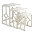 Rena 3 Piece Nesting Accent Table Set- Slatted- Rustic White Mahogany