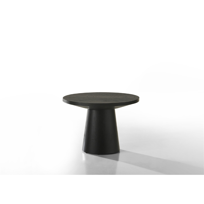 Bili 3pc Round Coffee- End and Console Table Set- Ebony Black Wood