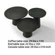Bili 3pc Round Coffee- End and Console Table Set- Ebony Black Wood
