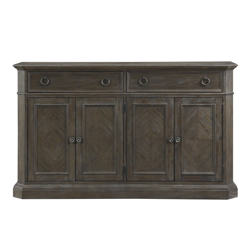 Koa 66 Inch Sideboard Server Console- 2 Beveled Drawers- Driftwood Brown