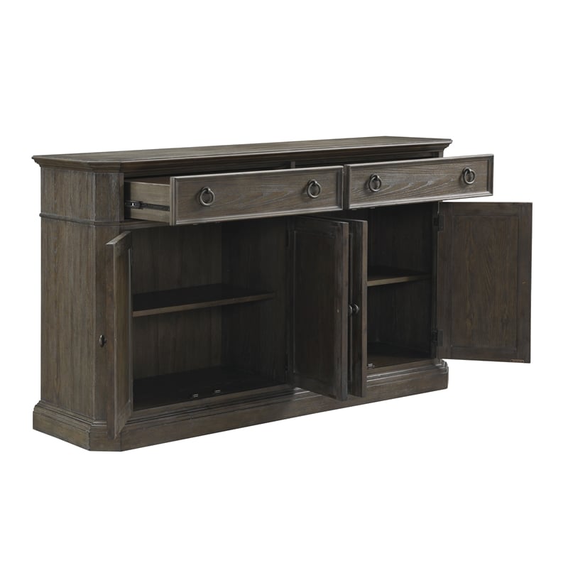 Koa 66 Inch Sideboard Server Console- 2 Beveled Drawers- Driftwood Brown