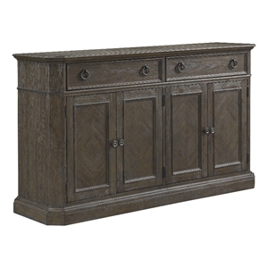 Koa 66 Inch Sideboard Server Console- 2 Beveled Drawers- Driftwood Brown