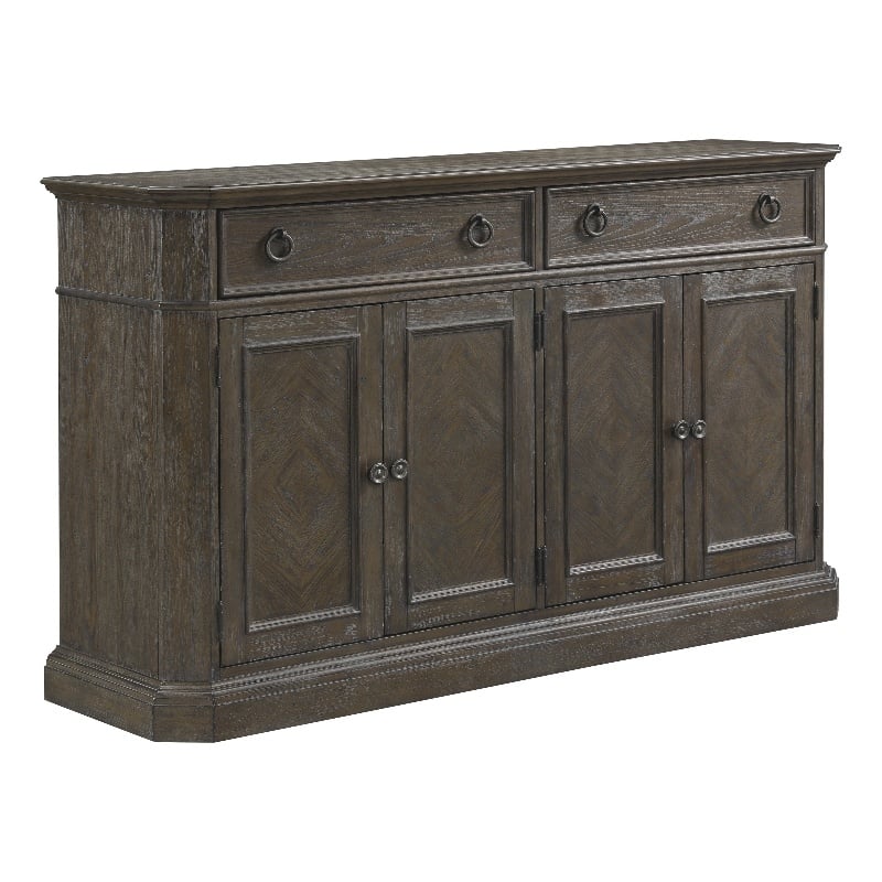 Koa 66 Inch Sideboard Server Console- 2 Beveled Drawers- Driftwood Brown
