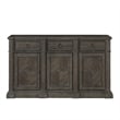 Koa 67 Inch Sideboard Server Console- 3 Beveled Drawers- Driftwood Brown