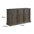 Koa 67 Inch Sideboard Server Console- 3 Beveled Drawers- Driftwood Brown