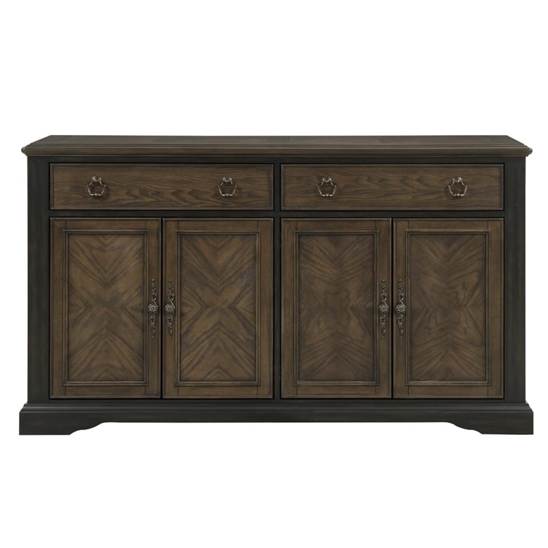 Tom 66 Inch Sideboard Server Cabinet- 2 Drawers- Inner Shelves- Brown Wood