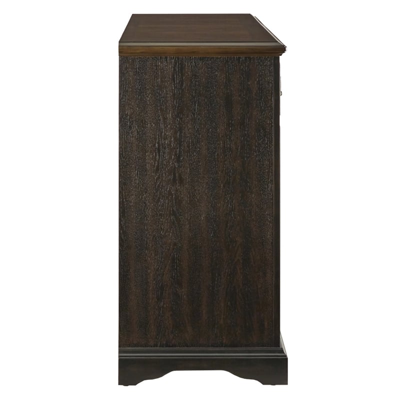 Tom 66 Inch Sideboard Server Cabinet- 2 Drawers- Inner Shelves- Brown Wood