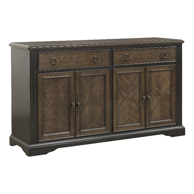 Tom 66 Inch Sideboard Server Cabinet- 2 Drawers- Inner Shelves- Brown Wood