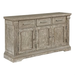 Ruth 60 Inch Sideboard Server Buffet- 3 Drawer- 3 Cabinet- Rustic Gray Wood