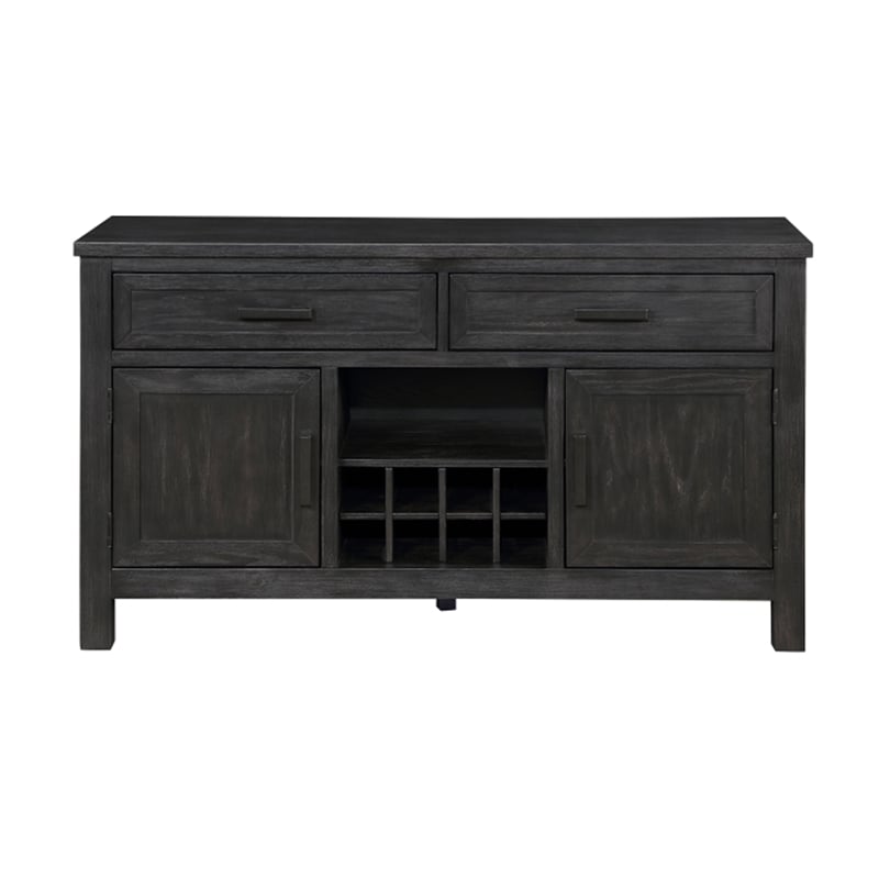 Lory 54 Inch Sideboard Server Buffet- 2 Drawers- Cabinets- Wine Rack- Black