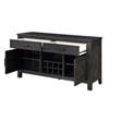 Lory 54 Inch Sideboard Server Buffet- 2 Drawers- Cabinets- Wine Rack- Black