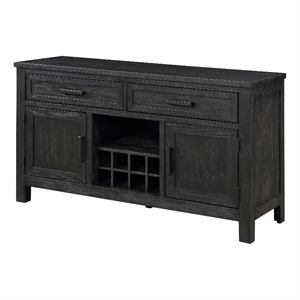 Lory 54 Inch Sideboard Server Buffet- 2 Drawers- Cabinets- Wine Rack- Black