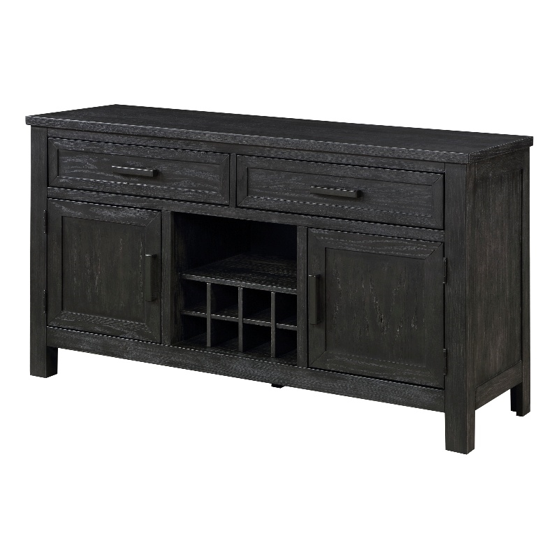 Lory 54 Inch Sideboard Server Buffet- 2 Drawers- Cabinets- Wine Rack- Black