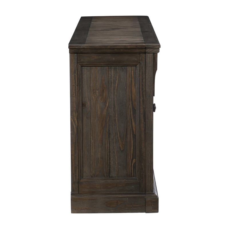 Vill 73 Inch Sideboard Buffet Server- 2 Double Door Cabinets- Brown Wood