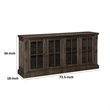 Vill 73 Inch Sideboard Buffet Server- 2 Double Door Cabinets- Brown Wood