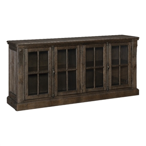 Vill 73 Inch Sideboard Buffet Server- 2 Double Door Cabinets- Brown Wood