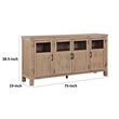 Deen 75 Inch Sideboard Buffet Server- 3 Cabinets- 4 Doors- Brown Wood