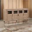 Deen 75 Inch Sideboard Buffet Server- 3 Cabinets- 4 Doors- Brown Wood