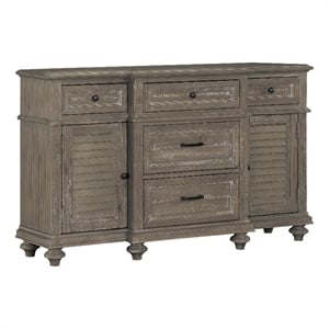 Berey 59 Inch Sideboard Buffet- 5 Drawers- 2 Cabinets- Taupe Brown Wood