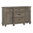 Berey 59 Inch Sideboard Buffet- 5 Drawers- 2 Cabinets- Taupe Brown Wood