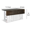 Orso Kitchen Island- Storage Shelves- 72 Inch Rectangular Brown White