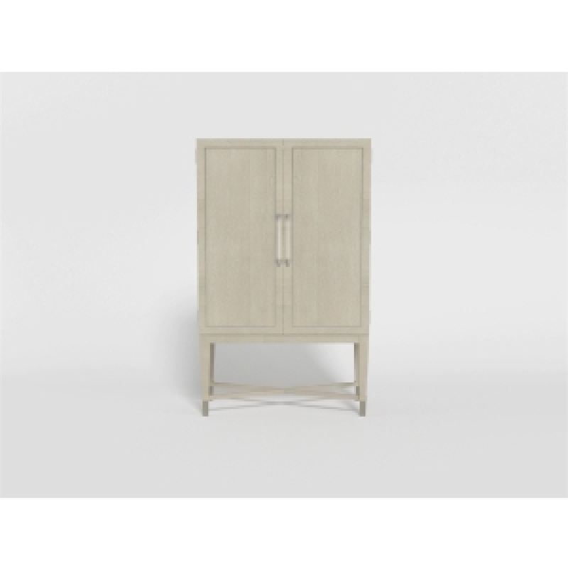 Olto Bar Cabinet- 68 Inch- 2 Shelves and Stemware Racks- Brown Veneer