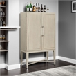 Olto Bar Cabinet- 68 Inch- 2 Shelves and Stemware Racks- Brown Veneer