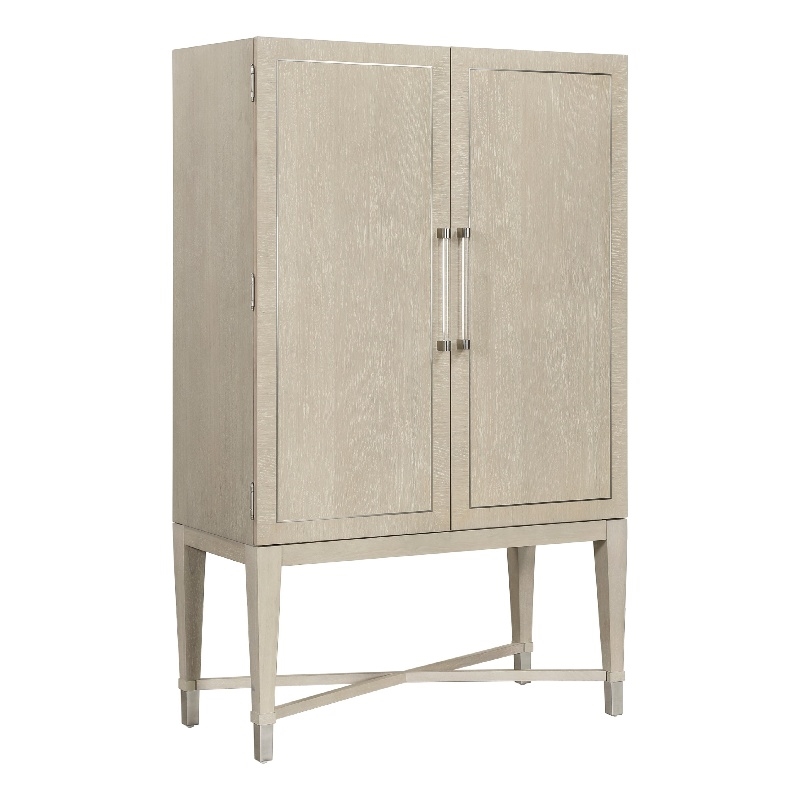 Olto Bar Cabinet- 68 Inch- 2 Shelves and Stemware Racks- Brown Veneer