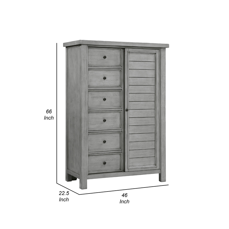 Daisy Wardrobe Chest- Gray Mango Veneer- 8 Drawers- Bronze Metal Knobs