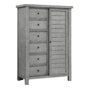 Daisy Wardrobe Chest- Gray Mango Veneer- 8 Drawers- Bronze Metal Knobs