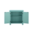 Anik Accent Cabinet- 2 Mirror Inlaid Glass Door- Aqua Green Wood