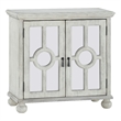 Anik Accent Cabinet- 2 Mirror Inlaid Glass Door- Antique White Wood
